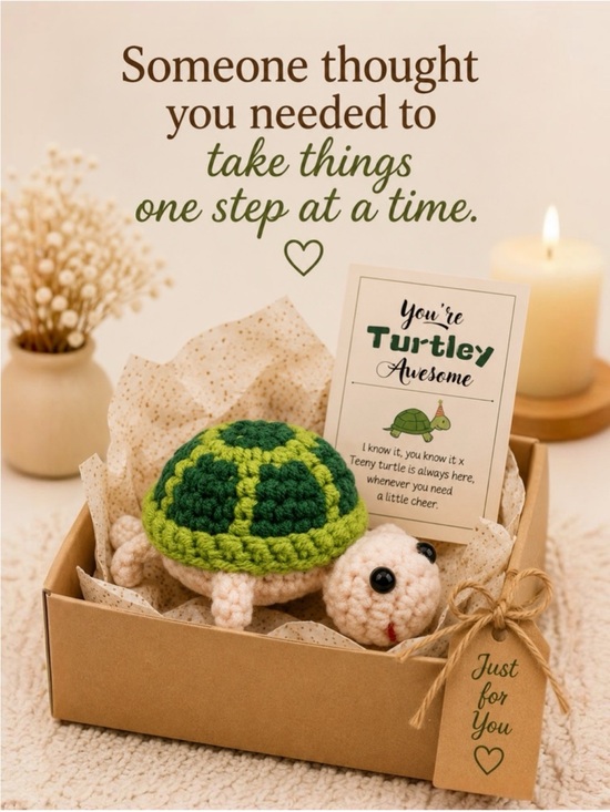 Accessories - Emotional Support Turtle Crochet Plush Desk Buddy Gift w Card NEW